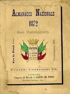 Almanacco nazionale: 1872. Anno ventesimoterzo - copertina
