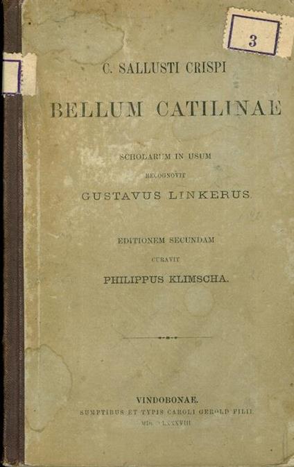 Bellum Catilinae. Editionem secundam curavit Philippus Klimscha - C. Crispo Sallustio - copertina