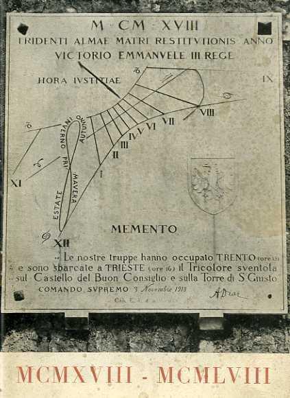 MCMXVIII-MCMLVIII: Trento, 3 novembre 1958. Sotto gli auspici della Provincia a cura del Comitato provinciale di Trento per la celebrazione del 40° anniversario della Vittoria - copertina