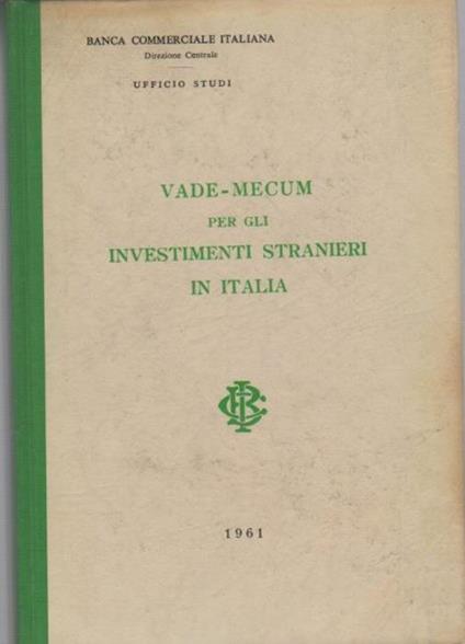 Vade-mecum per gli investimenti stranieri in Italia - copertina