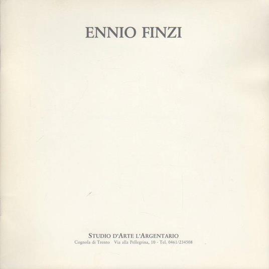 Ennio Finzi: inaugurazione Venerdì 11 Settembre 1992 - copertina