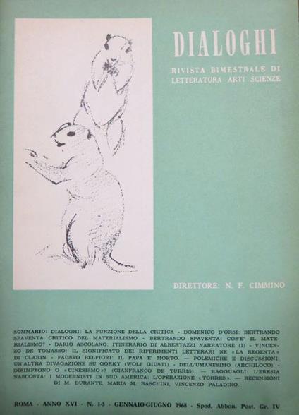 Dialoghi: rivista bimestrale di letteratura, arti, scienze - Nicola F. Cimmino - copertina
