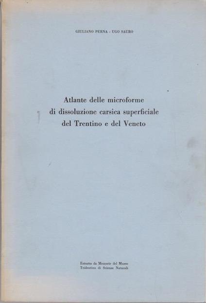 Atlante delle microforme di dissoluzione carsica superficiale del Trentino e del Veneto - Giuliano Perna,Ugo Sauro - copertina