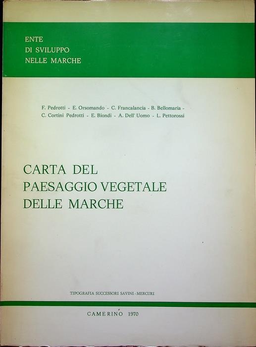 Carta del paesaggio vegetale delle Marche. Ente di sviluppo nelle Marche - Franco Pedrotti - copertina