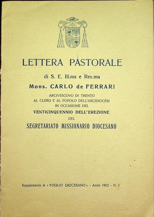 Lettera pastorale. Suppl. al Foglio diocesano a. 1952, n. 1