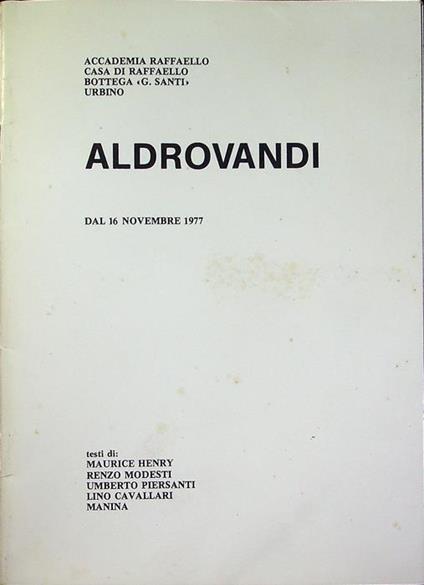 Aldrovandi: dal 16 novembre 1977 - Rita Aldrovandi - copertina