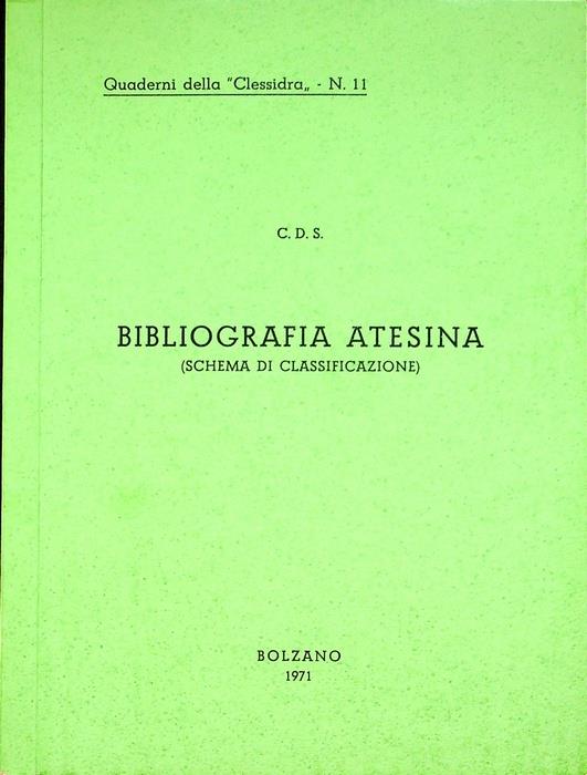 Bibliografia atesina: schema di classificazione - copertina