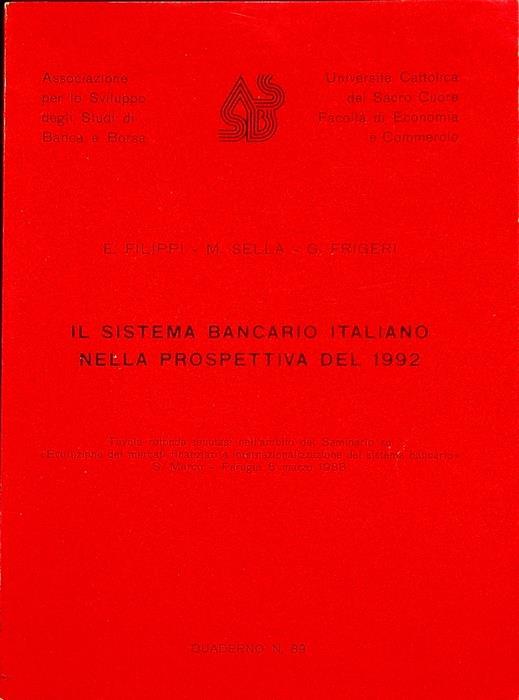 Il sistema bancario italiano nella prospettiva del 1992 - copertina
