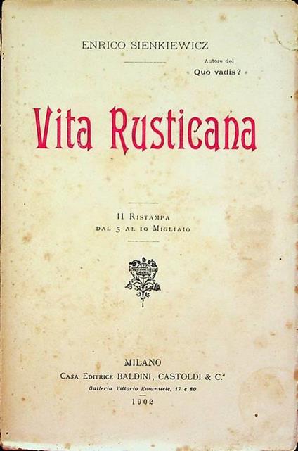 Vita rusticana - Henryk Sienkiewicz - copertina