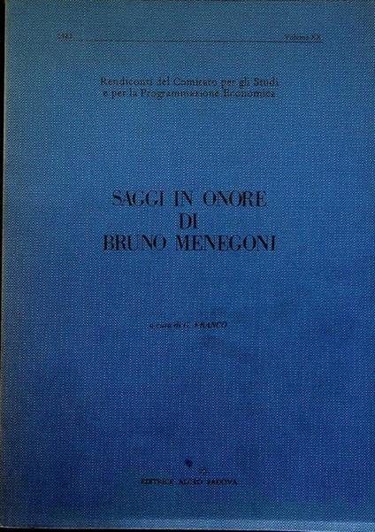 Saggi in onore di Bruno Menegoni - Giampiero Franco - copertina
