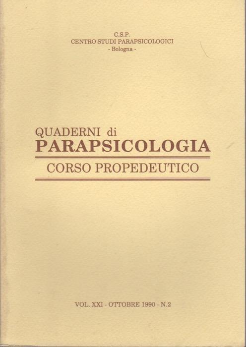 Quaderni di parapsicologia. Corso propedeutico. Volume XXI. Ottobre 1990. N. 2 - copertina