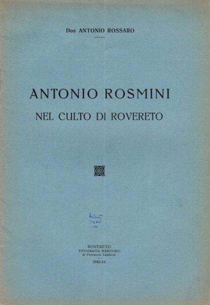 Antonio Rosmini nel culto di Rovereto - Antonio Rossaro - copertina