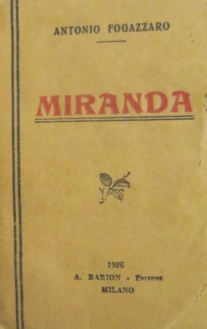 Miranda - Antonio Fogazzaro - copertina