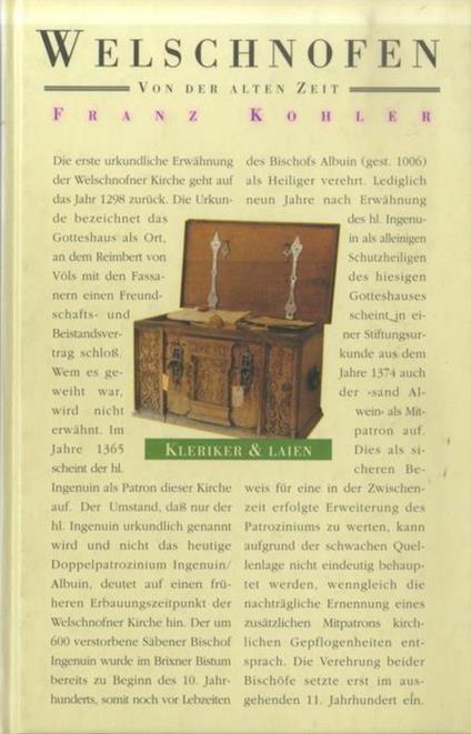 Welschnofen von der alten Zeit - Franz Kohler - copertina