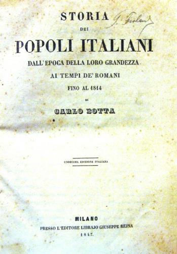 Storia dei popoli italiani - Carlo Botta - copertina