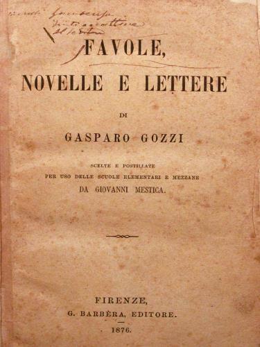 Favole, novelle e lettere - Gasparo Gozzi - copertina