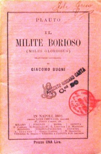 Il milite borioso - T. Maccio Plauto - copertina