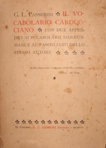 Il vocabolario carducciano - Giuseppe Lando Passerini - copertina