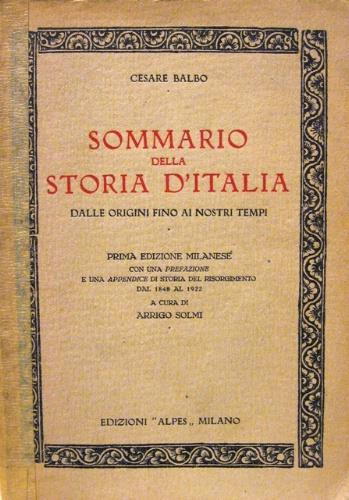 Sommario della storia d'Italia - Cesare Balbo - copertina