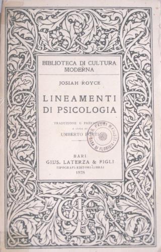 Lineamenti di psicologia - Josiah Royce - copertina