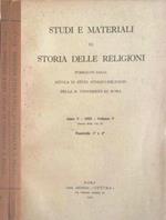 Studi e materiali di storia delle religioni. Volume V. 1929. Due tomi