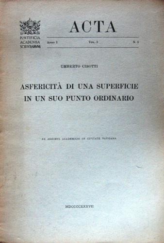 Asfericità di una superficie in un suo punto ordinario - Umberto Cisotti - copertina