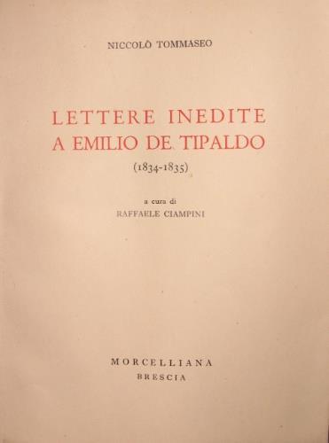 Lettere inedite a Emilio De Tipaldo - Niccolò Tommaseo - copertina