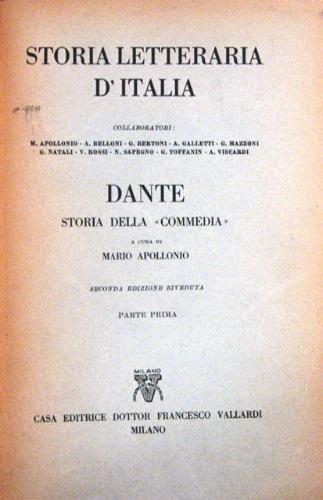Dante - Mario Apollonio - copertina