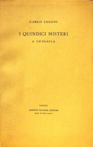 I quindici misteri - Carlo Saggio - copertina