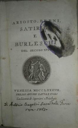 Satirici e Burleschi del XVI secolo - Ludovico Ariosto - copertina