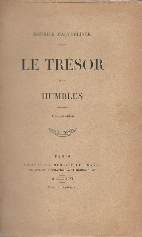 Le Tresor - Maurice Maeterlinck - copertina