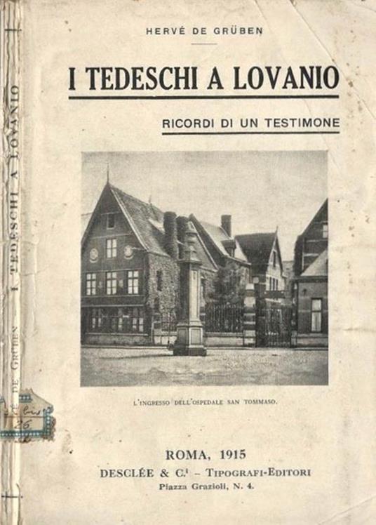 I Tedeschi a Lovanio. Ricordi di un testimone - copertina