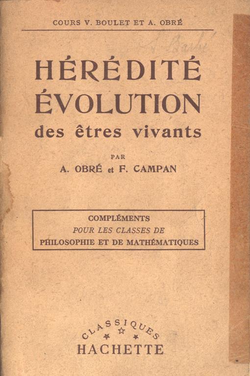 Hèrèditè evolution des ètres vivants - copertina