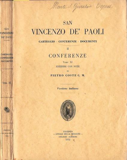 Conferenze Tomo XI - copertina