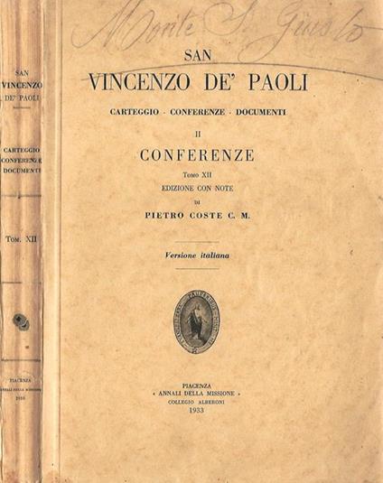 Conferenze Tomo XII - copertina