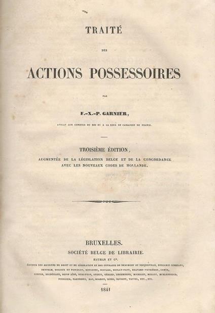 Traité des actions possessoires - copertina