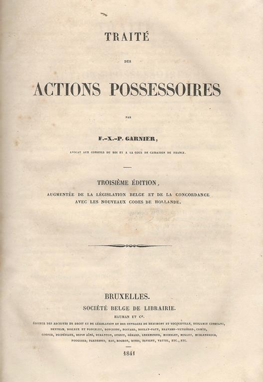 Traité des actions possessoires - copertina