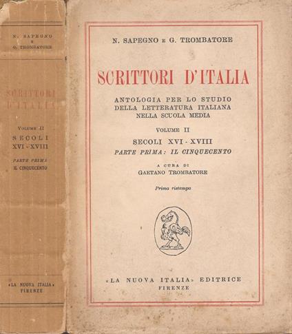 Scrittori d’Italia. antologia per lo studio della letteratura italiana nella scuola media - Natalino Sapegno - copertina