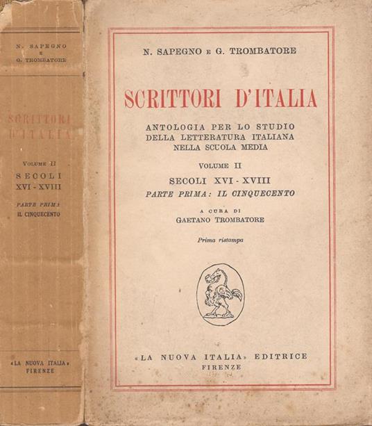 Scrittori d’Italia. antologia per lo studio della letteratura italiana nella scuola media - Natalino Sapegno - copertina