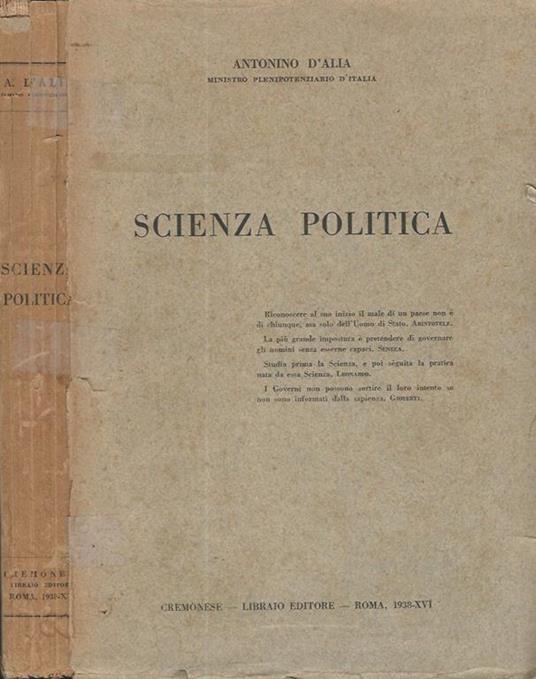 Scienza Politica - Antonino D'Alia - copertina