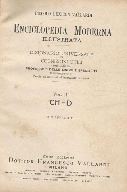 Enciclopedia Moderna Illustrata. Dizionario Universale Di Cognizioni Utili - copertina