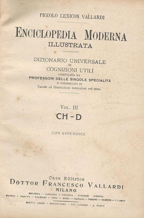 Enciclopedia Moderna Illustrata. Dizionario Universale Di Cognizioni Utili - copertina