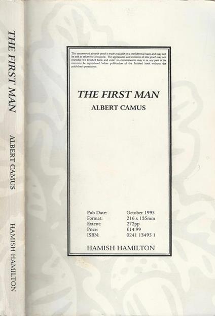 The first man - Albert Camus - copertina