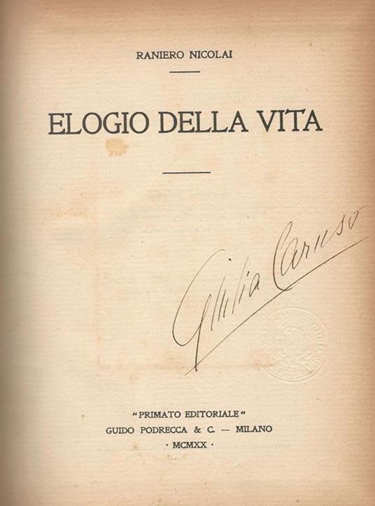 Elogio della vita - Raniero Nicolai - copertina