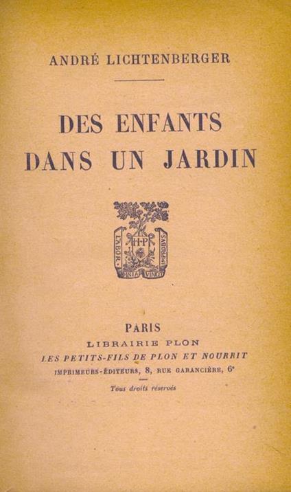 Des enfants dans un jardin - André Lichtenberger - copertina