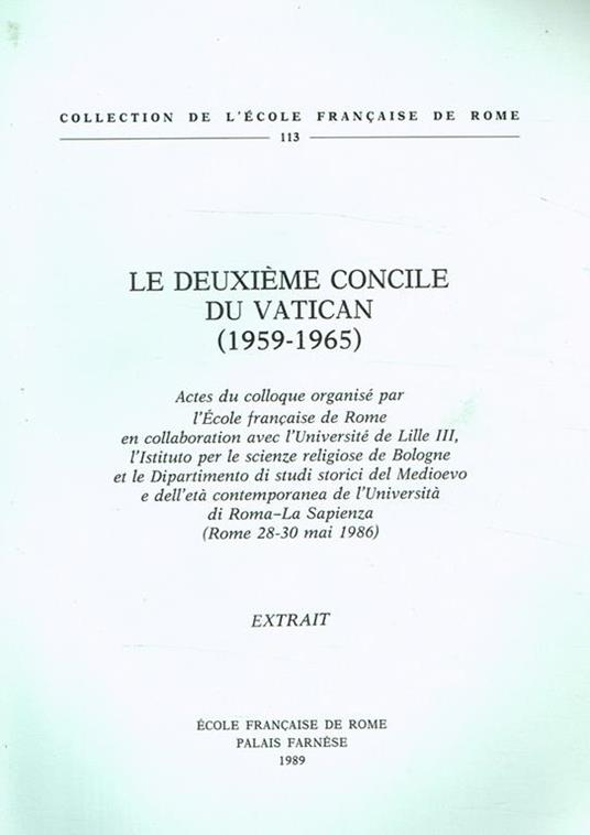 Le Deuxieme Concile Du Vatican (1959-1965). Extrait - copertina