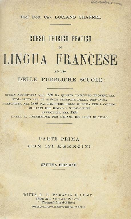 Corso Teorico Pratico Di Lingua Francese - copertina
