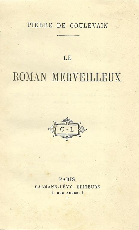 Le Roman Merveilleux - Pierre de Coulevain - copertina