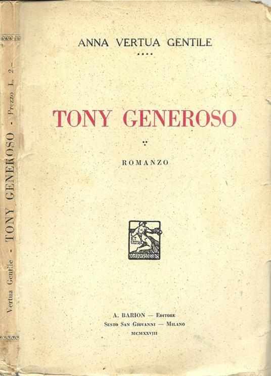 Tony Generoso - Anna Vertua Gentile - copertina