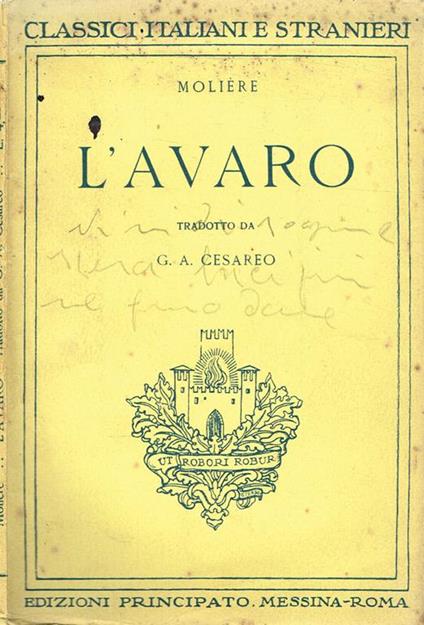 L' Avaro - Molière - copertina